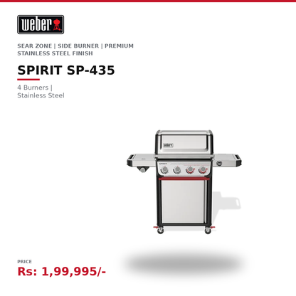 Weber Spirit® SP-435 Gas Grill – 4 Burner Stainless Steel BBQ with Sear Zone & Side Burner